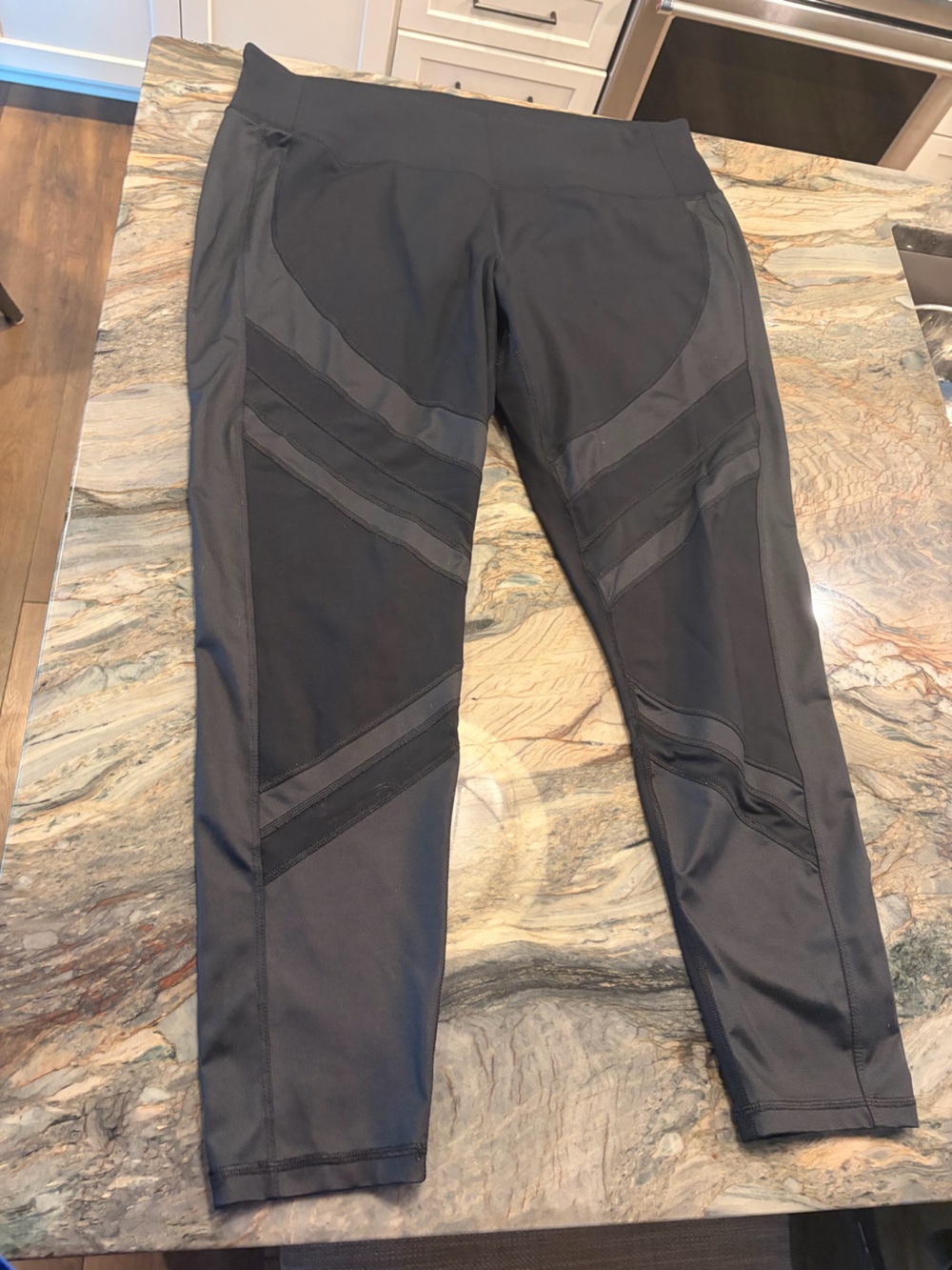 Livi Active Black Athletic Leggings Multi Panel Cut Out Design